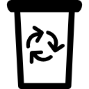 vuilnisbak met recyclingsymbool icoon