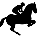 cavalo pulando com silhueta de jóquei 
