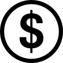 Dollar coin circle with symbol 
