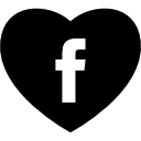 Heart with social media facebook logo icon