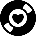 muziekverzamelaarsymbool van een schijf met een hart in het midden icoon