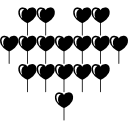 aantrekkelijke hartballon van meerdere hartenballonnen icoon
