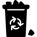 vuilnis met kringloopteken dat met afval overloopt icoon