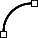 curva de vector con puntas de caja 