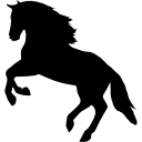Jumping horse silhouette facing left side view 