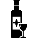 botella de vino con variante de copa 