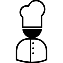 mannelijke chef-kok met uniform en koksmuts icoon
