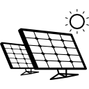 par de paneles solares en la luz del sol icon