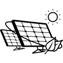 par de paneles solares ecológicos en la luz del sol icon