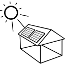 casa con panel solar instalado icon