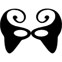 máscara de carnaval de forma negra con dos grandes espirales en la parte superior y pequeños orificios para los ojos 