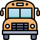 Icon eines gelben Busses von vorne, der an Schulbusse aus den USA erinnert