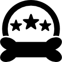 símbolos de hotel para animais de estimação com três estrelas, um semicírculo e uma forma de osso preto 