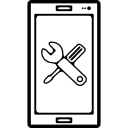 símbolo de configuración del teléfono móvil en la pantalla 