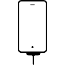 parte posterior del teléfono móvil conectado a la señal de la línea eléctrica 