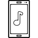 signo de nota musical en la pantalla del teléfono móvil 