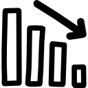 gráfico de negocios abajo símbolo dibujado a mano 