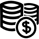 pilas de monedas de dólares símbolo comercial dibujado a mano 