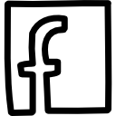facebook-buchstabenlogo in einem quadratischen hand gezeichneten umriss 