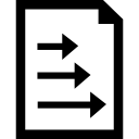 Document interface symbol of a paper sheet with three arrows on it pointing to right icon