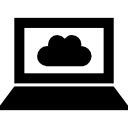 computadora con símbolo de nube en la pantalla del monitor 