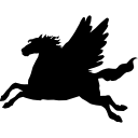 forma de silhueta de vista lateral preta de cavalo alado pegasus 