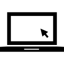 portátil con flecha de cursor en la pantalla del monitor en blanco 