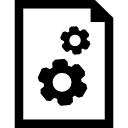 símbolo de interfaz de configuración de documento de una hoja de papeles con dos engranajes 