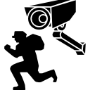 câmera de vigilância filmando um ladrão 