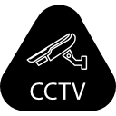 cámara de vigilancia en forma triangular redondeada con letras cctv 