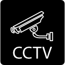 cámara de video de vigilancia y letras cctv en un cuadrado. 