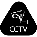 símbolo de cctv de vigilancia en triángulo redondeado 
