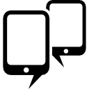 mobileforum símbolo de dois celulares como balões de fala 