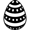 huevo de pascua con líneas blancas y diseño horizontal de líneas de puntos 