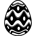 huevo de pascua con rombos irregulares de líneas redondeadas con puntos en el centro 