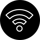 símbolo de contorno wifi en un círculo 