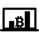 gráfico de barras de bitcoin en la pantalla del portátil 