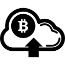bitcoin na nuvem com o símbolo de seta para cima 