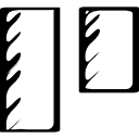 símbolo social bosquejado de dos rectángulos verticales de diferente tamaño 