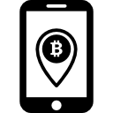 teléfono móvil bitcoin con un símbolo de marcador de posición en la pantalla 