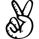 paz y amor esbozado símbolo de la mano 
