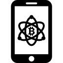 bitcoin en símbolo de ciencia en la pantalla del teléfono móvil 