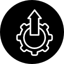 einstellungssymbol mit aufwärtspfeil in einem kreis icon