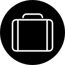 símbolo de contorno delgado maletín en un círculo 