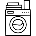 variante de lavadora con ropa y jabón en la parte superior 