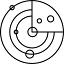sonnensystemmodell mit kleinen kreisen als planeten icon