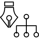 punta de lápiz de caligrafía con estructura jerárquica icon