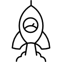 ruimteschip silhouet met lancering van de snelheidsmeter icoon