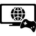 símbolo de juegos en línea de un monitor y un control de juego 