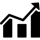 gráfico de acciones en aumento de barras 